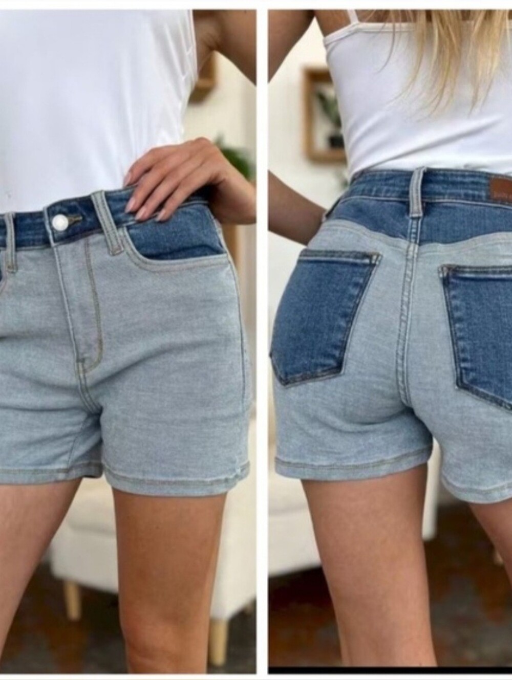 Judy Blue High Waist Color Block Shorts NWT - Picture 3 of 8
